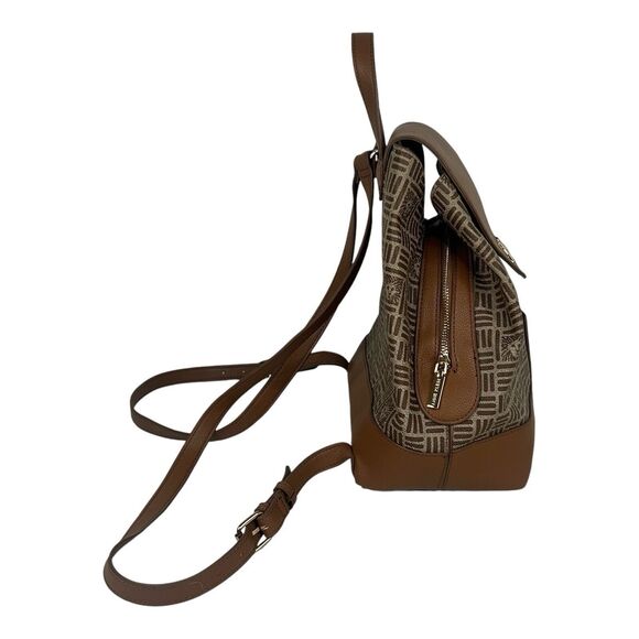Anne Klein Logo Flap Backpack Purse Tan Faux Leather w/Card Holder New w/o Tags main image 8